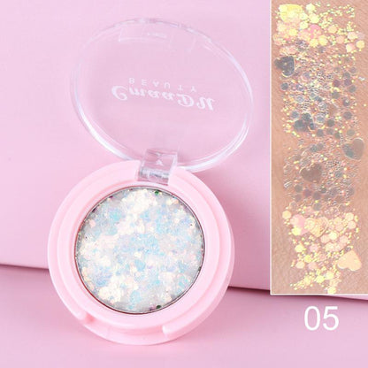 Fard Paillettes Maquillage des Yeux Longue Tenue Coeurs Rose Gold