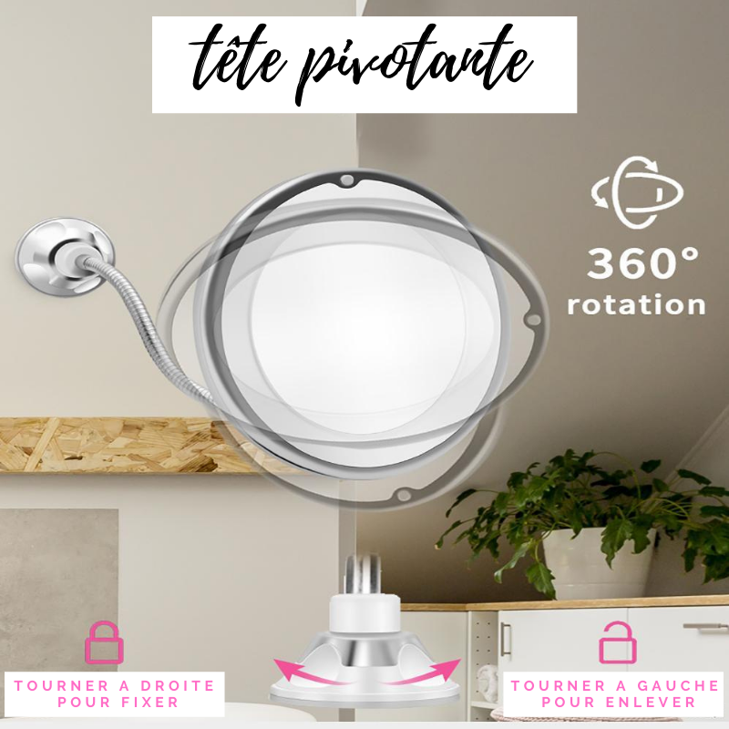Miroir Lumineux Tête Pivotante 360° Rotative