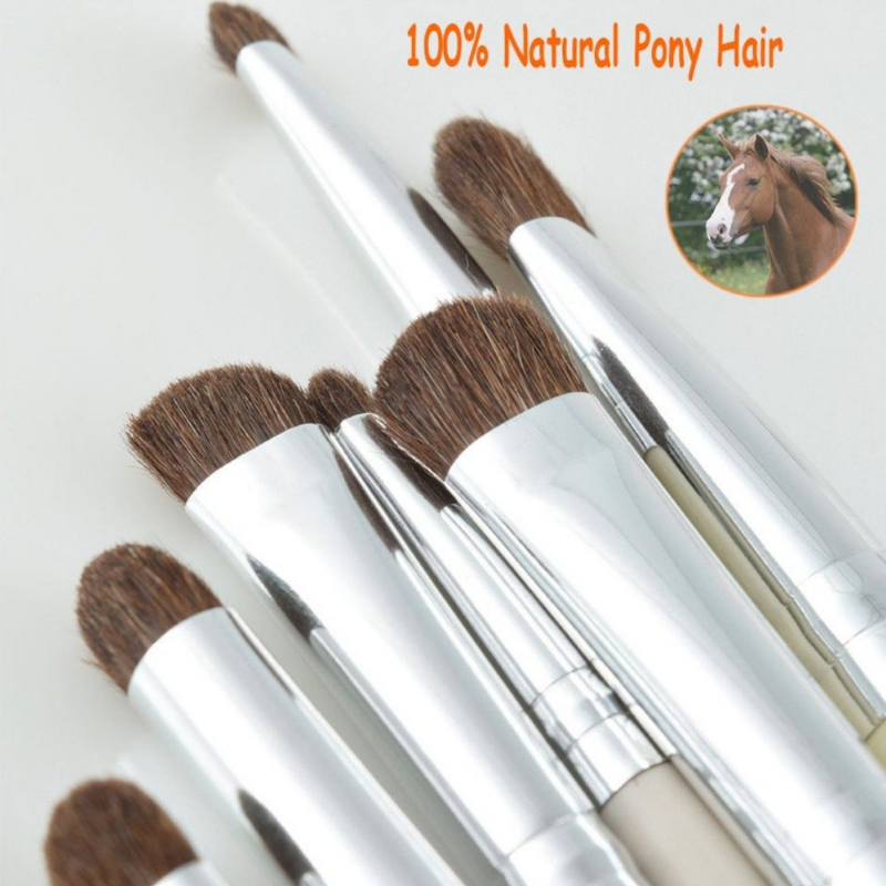 Set 7 Pinceaux Maquillage Yeux Poils 100% Naturels Coloris Blanc